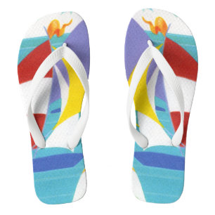 Tongs Voiliers Abstraits vintages colorés dans l'eau