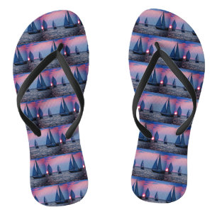 Tongs Voiliers au coucher du soleil