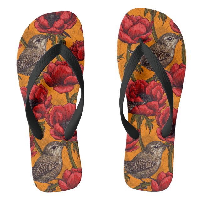 Tongs Wens dans un jardin d'anémones rouges (Semelle)