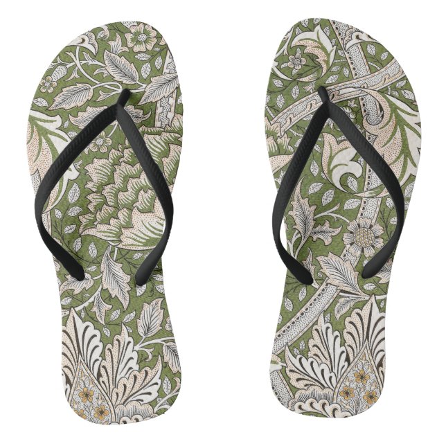 Tongs : William Morris Windrush Motif Vert : Vintage (Semelle)