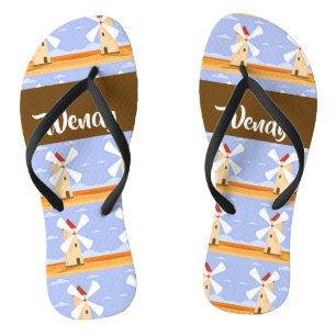 Tongs Windmills Brown avec toit rouge motif