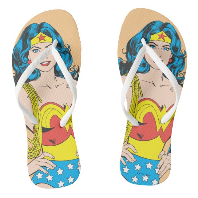 Tongs Wonder Woman | Pose Vintage avec Lasso (Semelle)