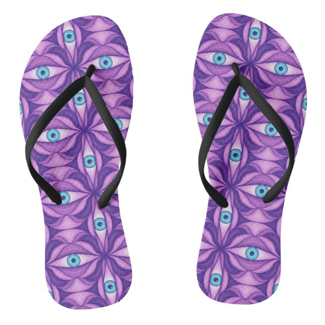 Tongs Yeux bleus dans un feuillage pourpre Art botanique (Semelle)