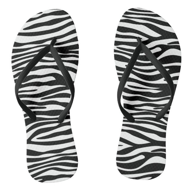Tongs Zebra Print, Zebra Stripes, Noir Et Blanc (Semelle)