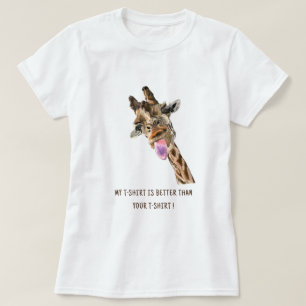 Tongue Girafe Sortie T-shirt drôle - Texte personn