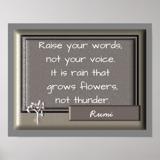 Tonnerre et pluie - Citation de Rumi — Impression  (Devant)