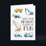 Tonnes de construction amusante carte d'anniversai<br><div class="desc">Racontez-leur un joyeux anniversaire avec cette carte amusante de camions de construction.</div>