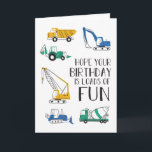 Tonnes de construction amusante carte d'anniversai<br><div class="desc">Racontez-leur un joyeux anniversaire avec cette carte amusante de camions de construction.</div>