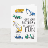 Tonnes de construction amusante carte d'anniversai