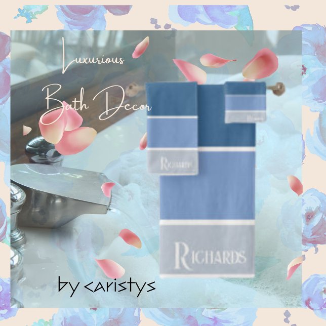 Tons bleu monogramme avec serviette blanche (Créateur téléchargé)