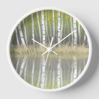 "Tons D'Argent" Argent Birch Trees horloge murale