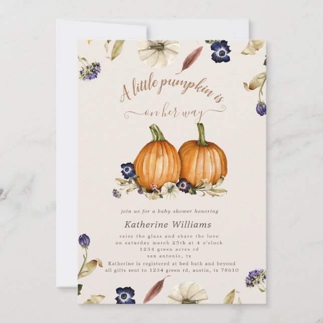 tons d'automne citrouille baby shower  (Devant)