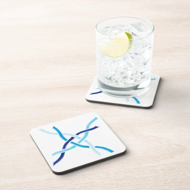 Tons de bleu demi tissé Dessous de verre de noeud  (Côté Droit)