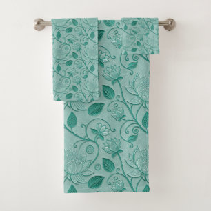 Tons de vert pastel motif de lotus en relief