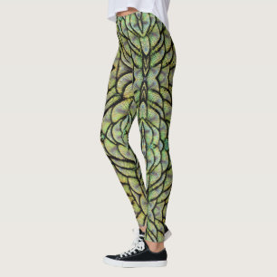 Tons de vert Peacock Fontes arrière Leggings