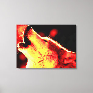 Tons Jaunes Rouges Toile Enveloppée Loup Gris