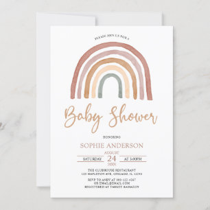 Tons Mués Boho Rainbow Baby shower Invitation