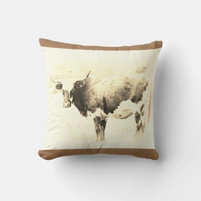 Tons sépia coussin de style vintage (Recto)