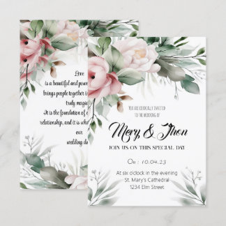 Tons verts Faire-part de mariage floraux