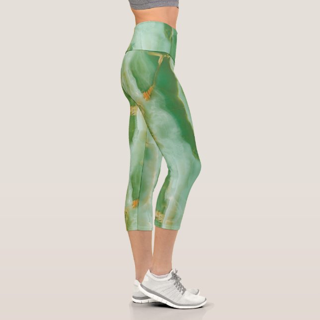 Tons verts Marbrés Capri Leggings (Droite)