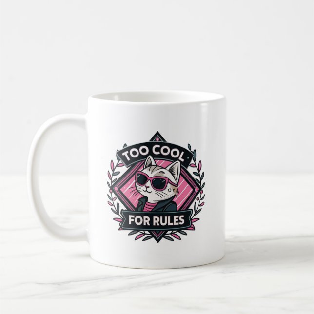 Too Cool For Rules – Modern Streetwear Cat Mug (Gauche)