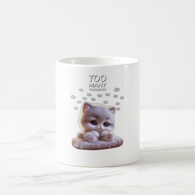 Too Many Thoughts Cute Cat Mug – Sleepy Cat (Centre)