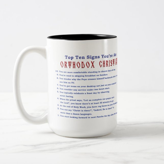 Top 10 des orthodoxes chrétiens signe une tasse bi (Gauche)