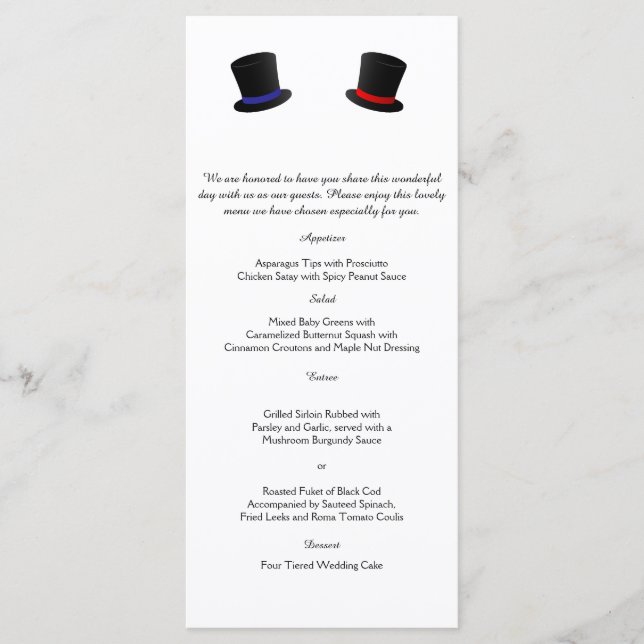 Top Chapeaux et Bow Cravate Gay Mariage Menu (Devant)