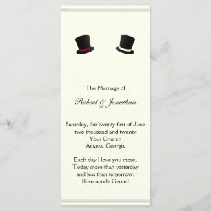 Top Chapeaux et Bow Cravates Gay Wedding Programme