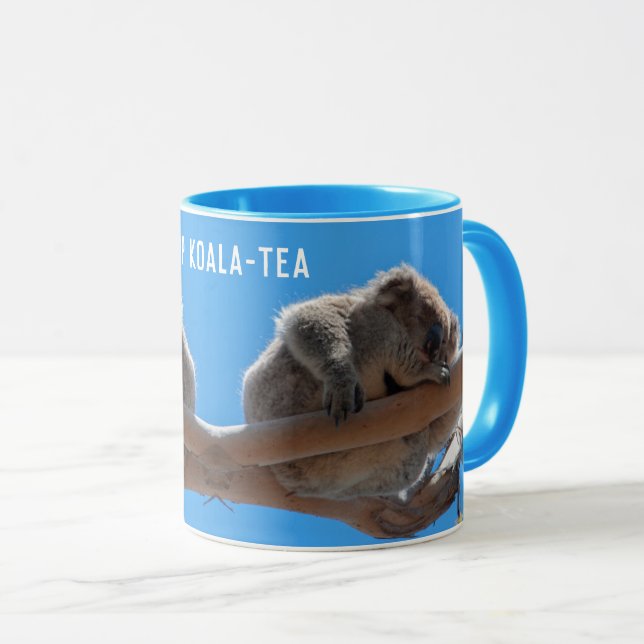Top Koala-Tea Funky Bleu Bleu Mug animal (Devant droit)