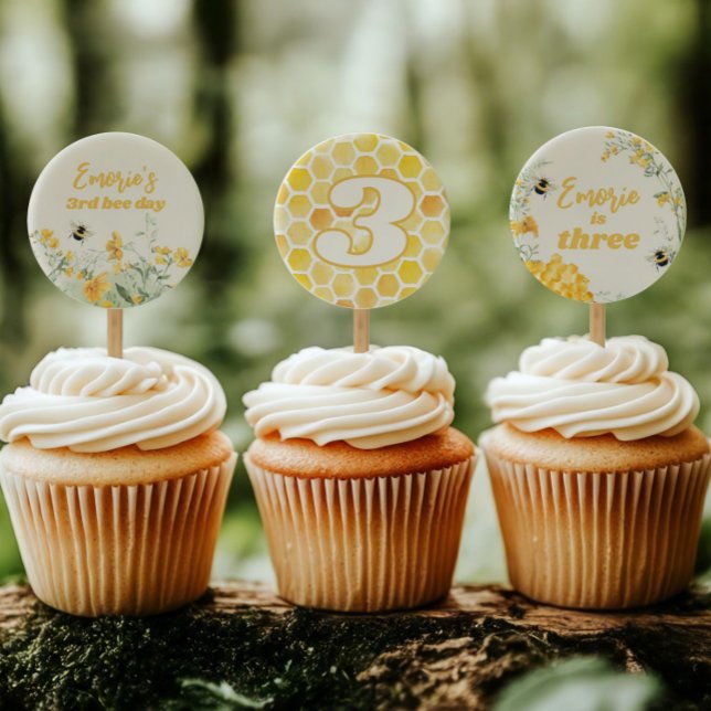 Toppers fleur sauvage Bee imprimé Cupcake (Créateur téléchargé)