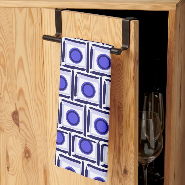 Torchon à carreaux et points bleus (Pliage en tiers)