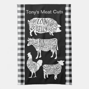 Torchon à thé Farmer Butcher Meat Cuts Boeuf vin