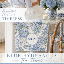 Torchon à thé Hydrangea bleu Cadeau pour Maman