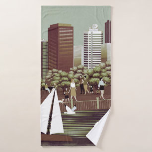 Torchon de bain de paysage urbain