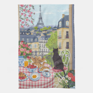 Torchon de Balcon Parisien Petit Déjeuner Chat Tou