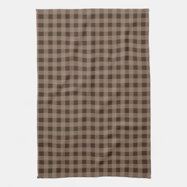 Torchon de cuisine à carreaux marron Gingham (Vertical)