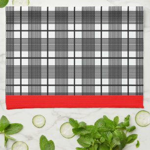Torchon de cuisine à carreaux noir et blanc avec b