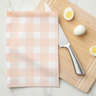 Torchon de cuisine à carreaux pêche