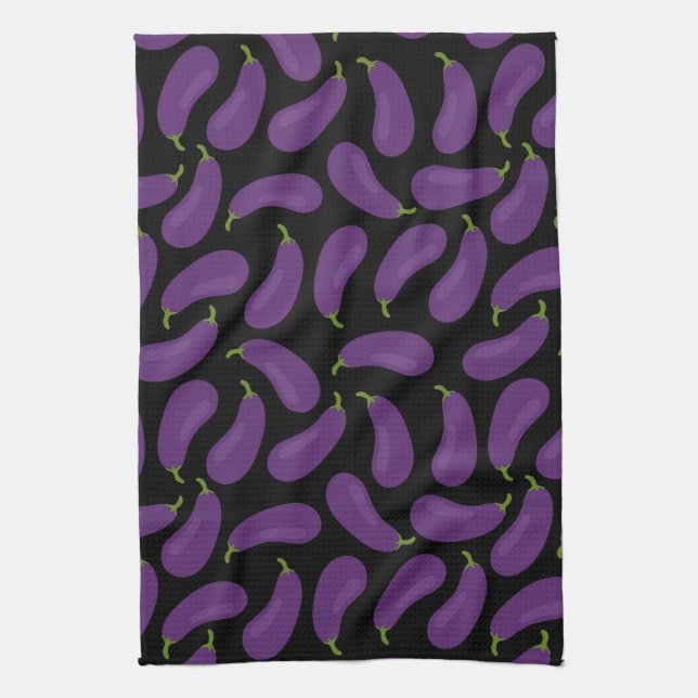 Torchon de cuisine à motif d'aubergine (Vertical)