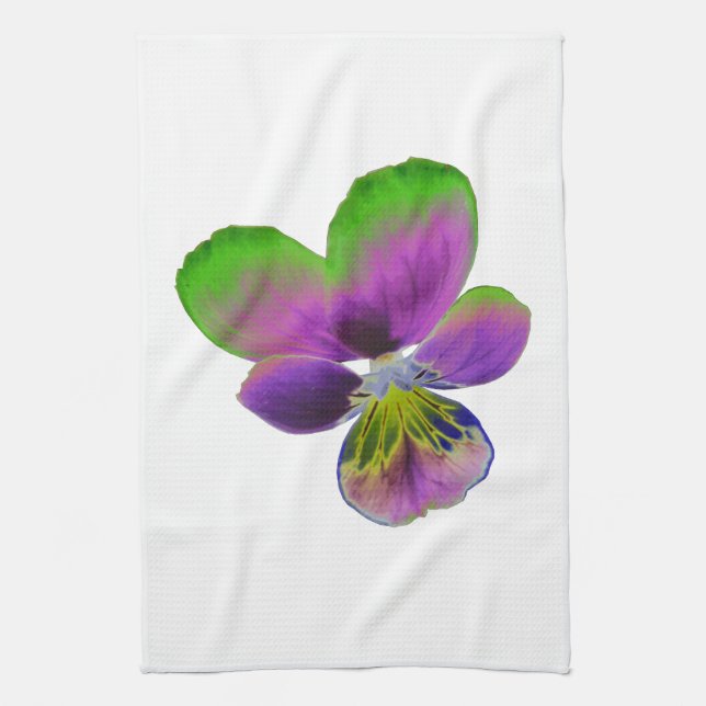 Torchon de cuisine à motif de pensée violet et ver (Vertical)