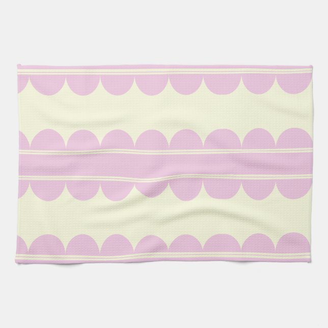 Torchon de cuisine à motif festonné rose (Horizontal)