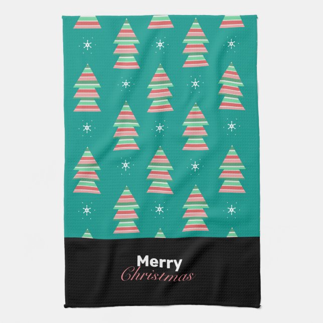 Torchon de cuisine à rayures d'arbre de Noël joyeu (Vertical)