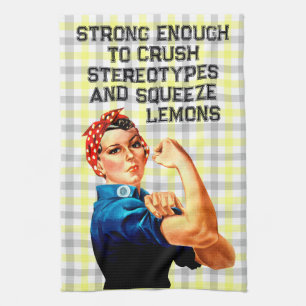 Torchon de cuisine amusant Rosie Riveter à carreau