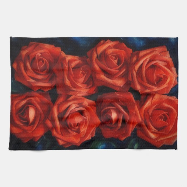 Torchon de cuisine Art Roses Rouges (Horizontal)