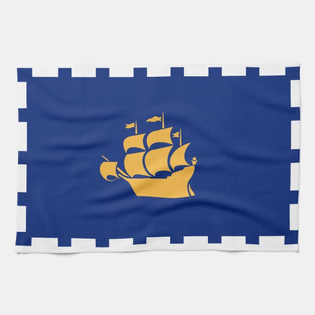 Torchon de cuisine avec drapeau de Québec, Canada (Horizontal)