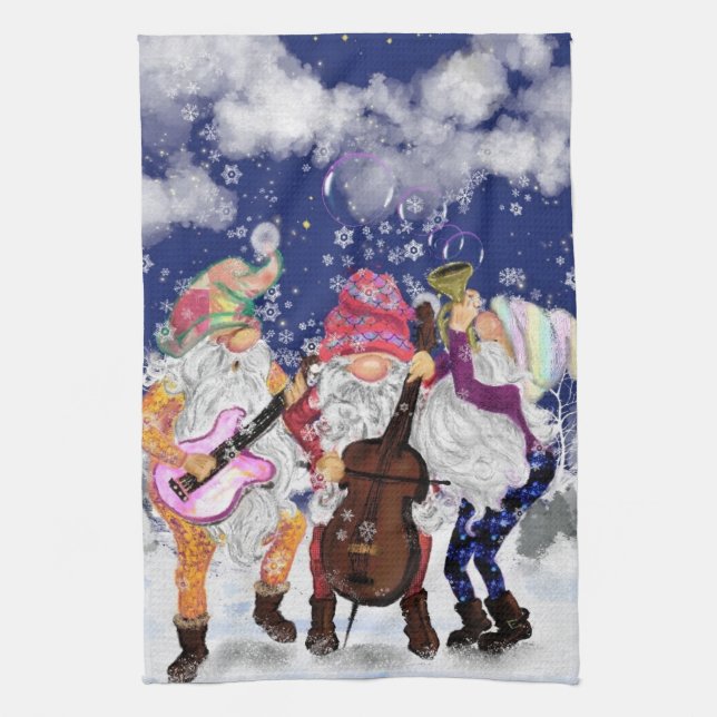 Torchon de cuisine avec lutins musicaux (Vertical)