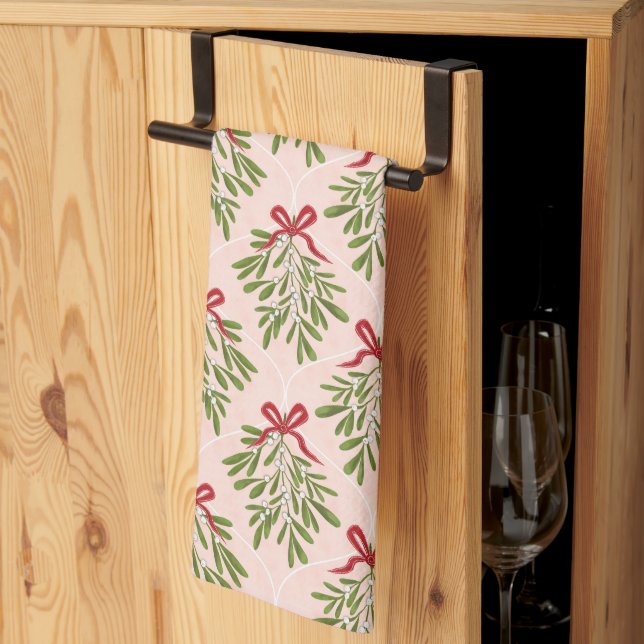 Torchon de cuisine avec motif de gui (Pliage en tiers)