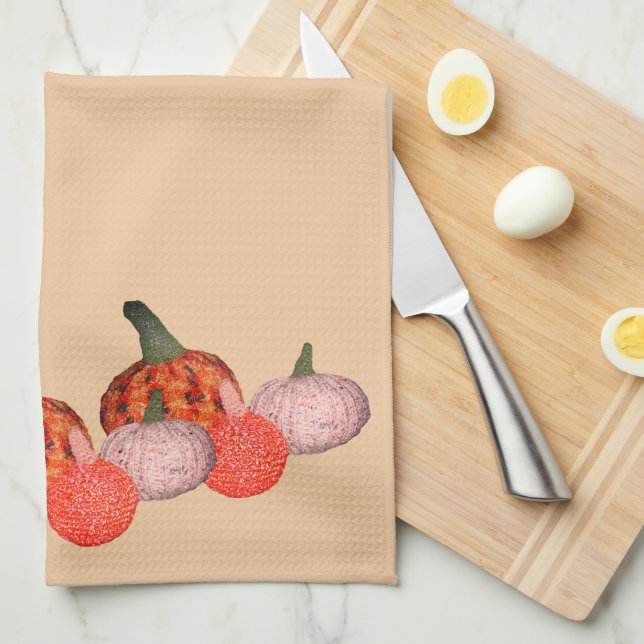 Torchon de cuisine - Bordure de citrouille (Quart Plié)