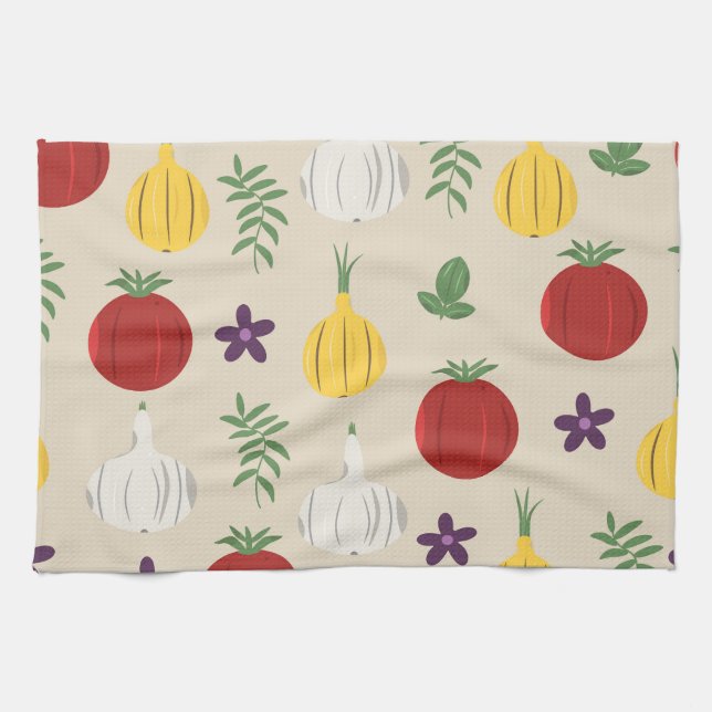 Torchon de cuisine botanique aux légumes (Horizontal)